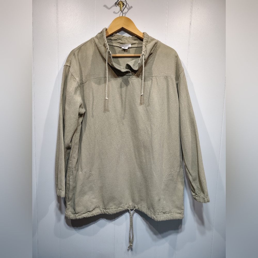 Soft Surroundings 100% Cotton Pullover Hoodie Green XL Made in‎ USA